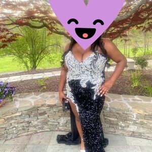 Portia and Scarlet black and silver prom dress